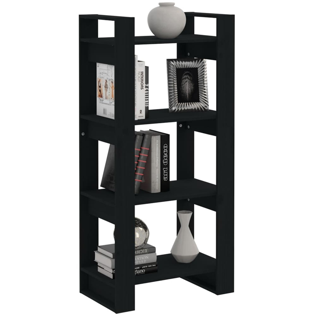 vidaXL 4 Shelf Black Solid Wood Bookcase Image 5