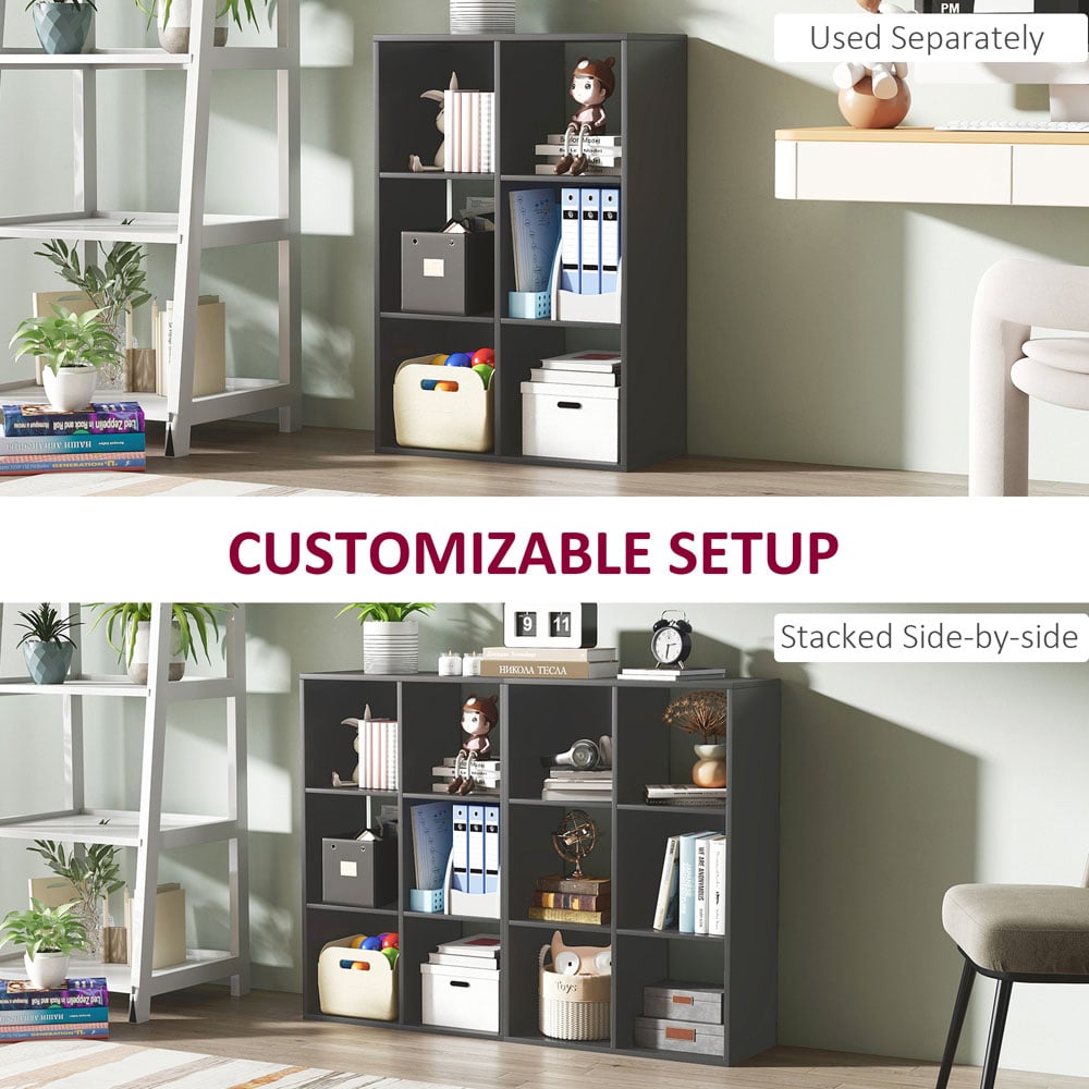 HOMCOM 6 Cube Black Bookshelf Image 7