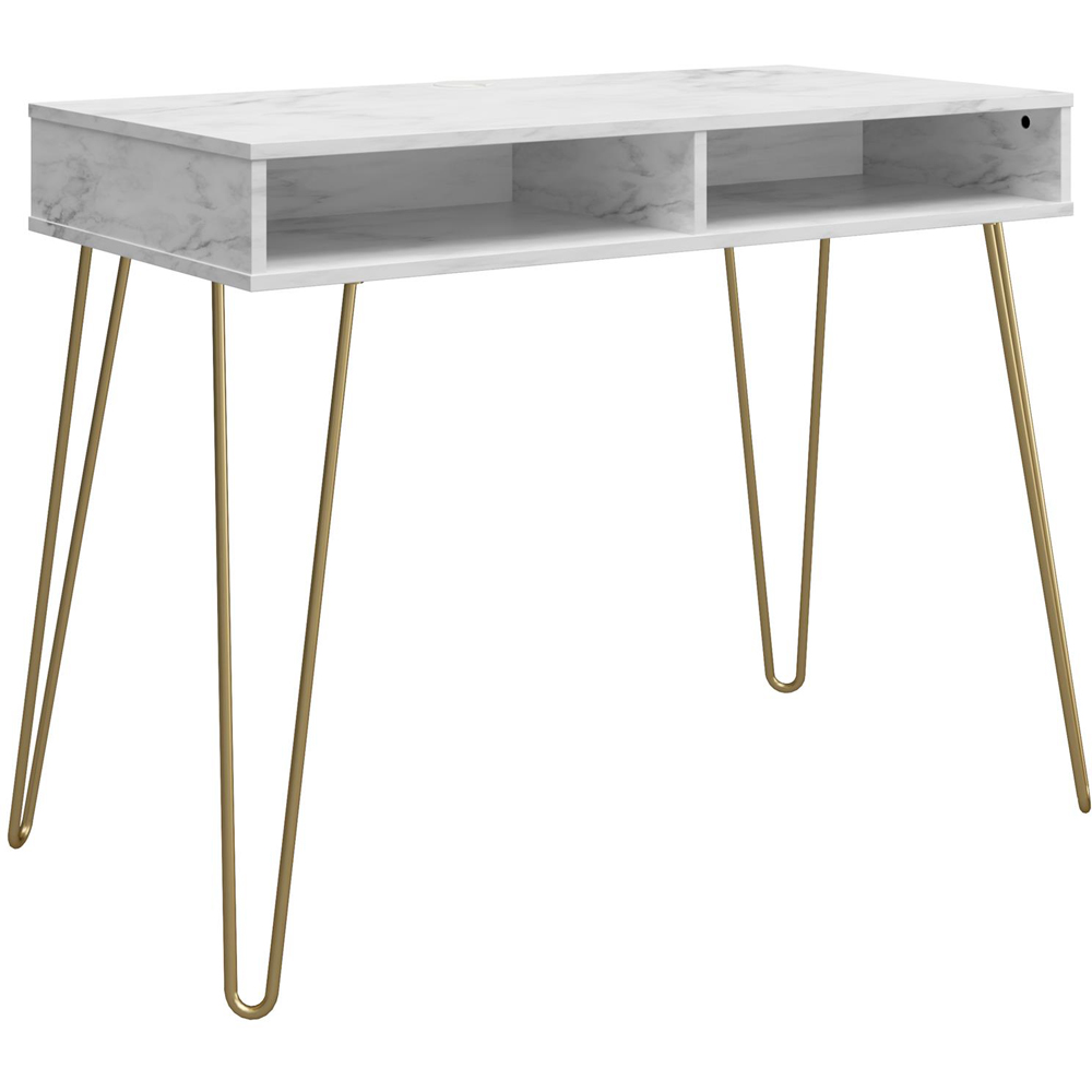 Novogratz Athena 2 Shelf Laptop Desk Faux Marble Image 2