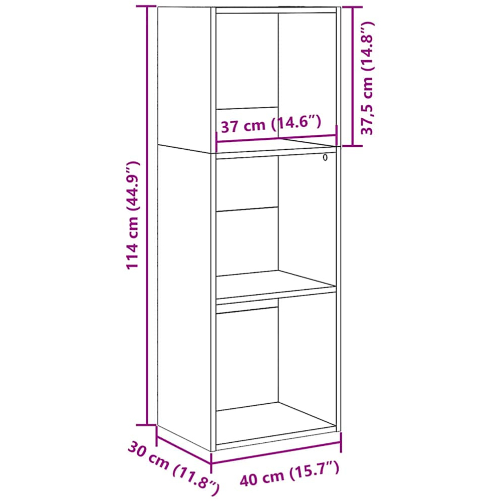 vidaXL 3 Shelf White Bookcase Image 9