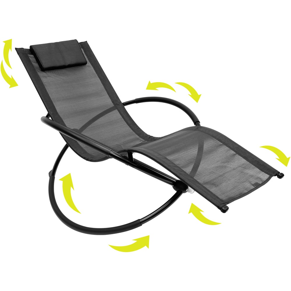 GardenKraft Louis Textile Black Rocking Lounger Image 5