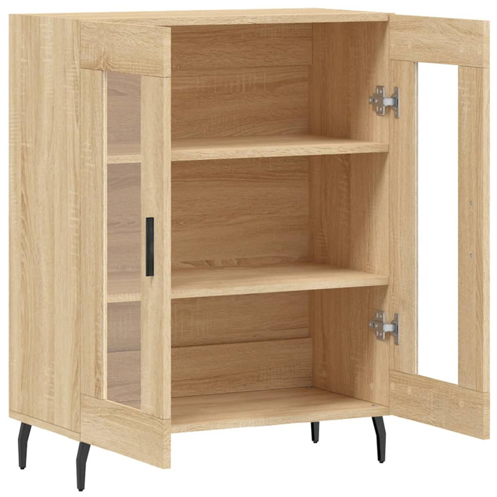 vidaXL 2 Glass Door Sonoma Oak Small Sideboard Image 6