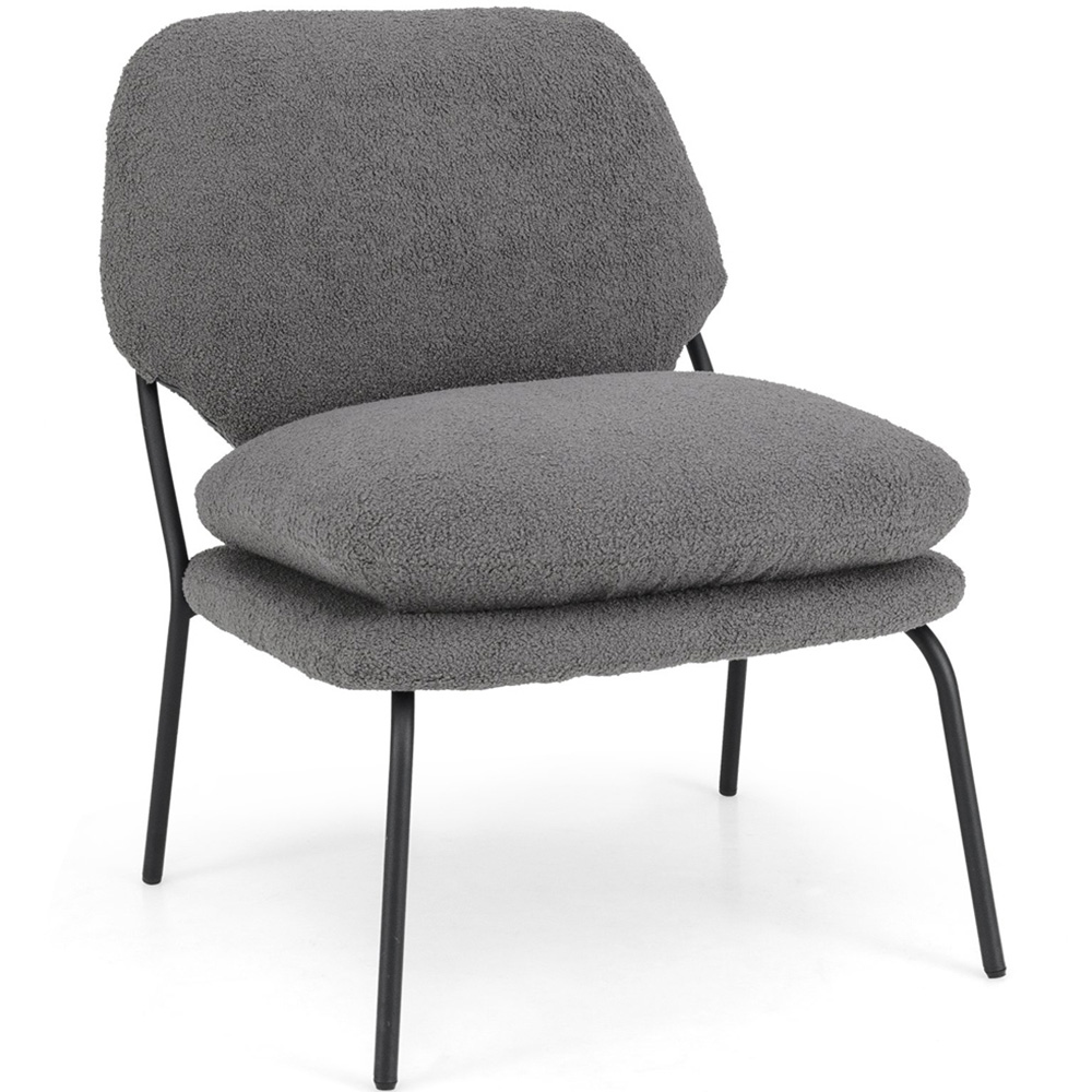 Costway Grey Teddy Fleece Fabric Armless Accent Chair Image 2
