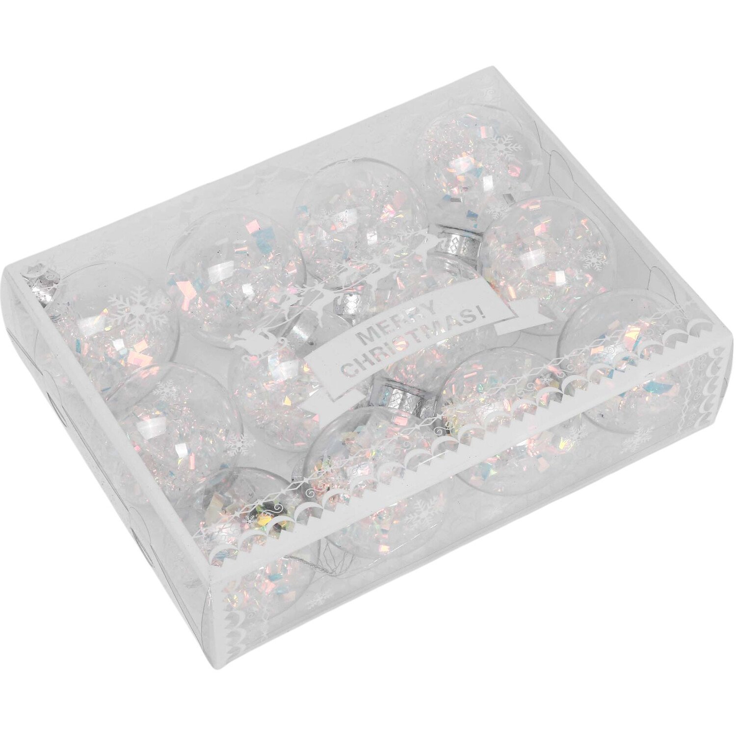Set of 12 Iridescent Baubles Clear Image 2