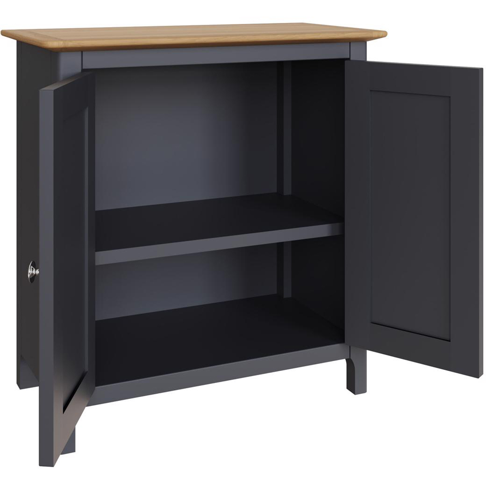 FWStyle Taberno 2 Door Graphite Blue and Oak Compact Sideboard Image 4