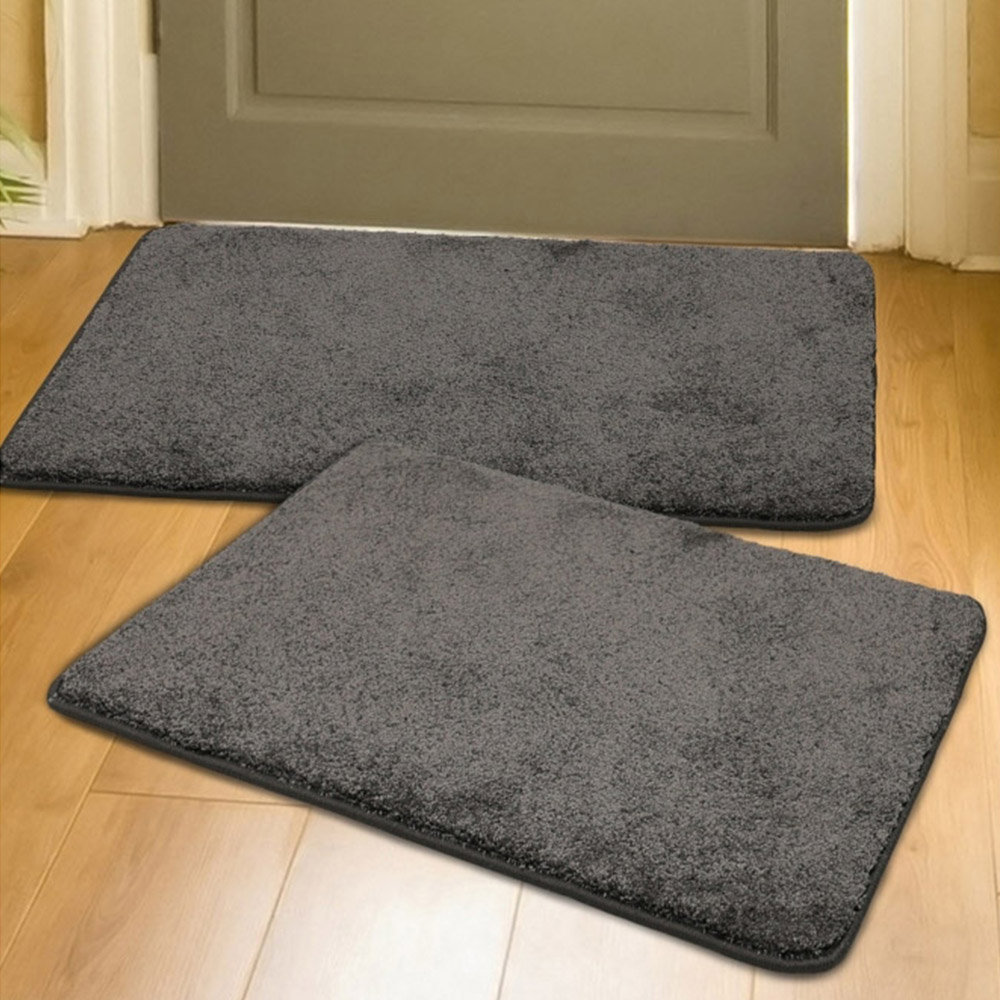 Melrose Relay Charcoal Mat 50 x 80cm Twin Pack Image 2