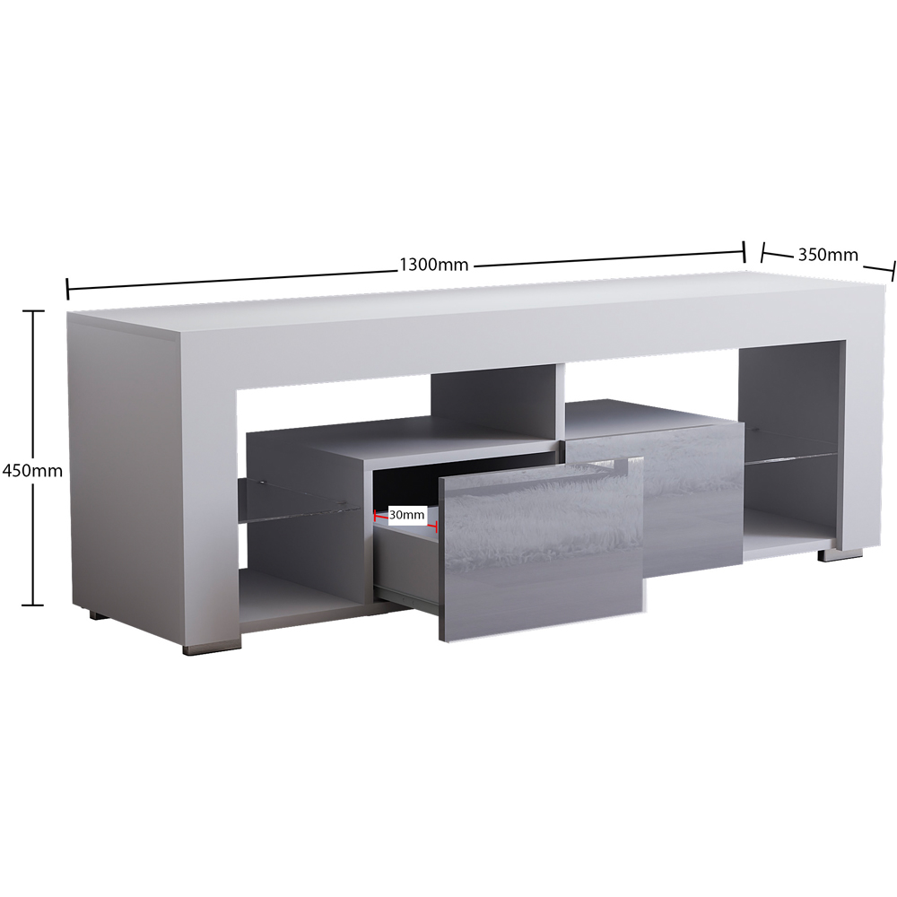 Vida Designs Luna 2 Drawer 2 Shelf White and Grey LED TV Unit Image 8