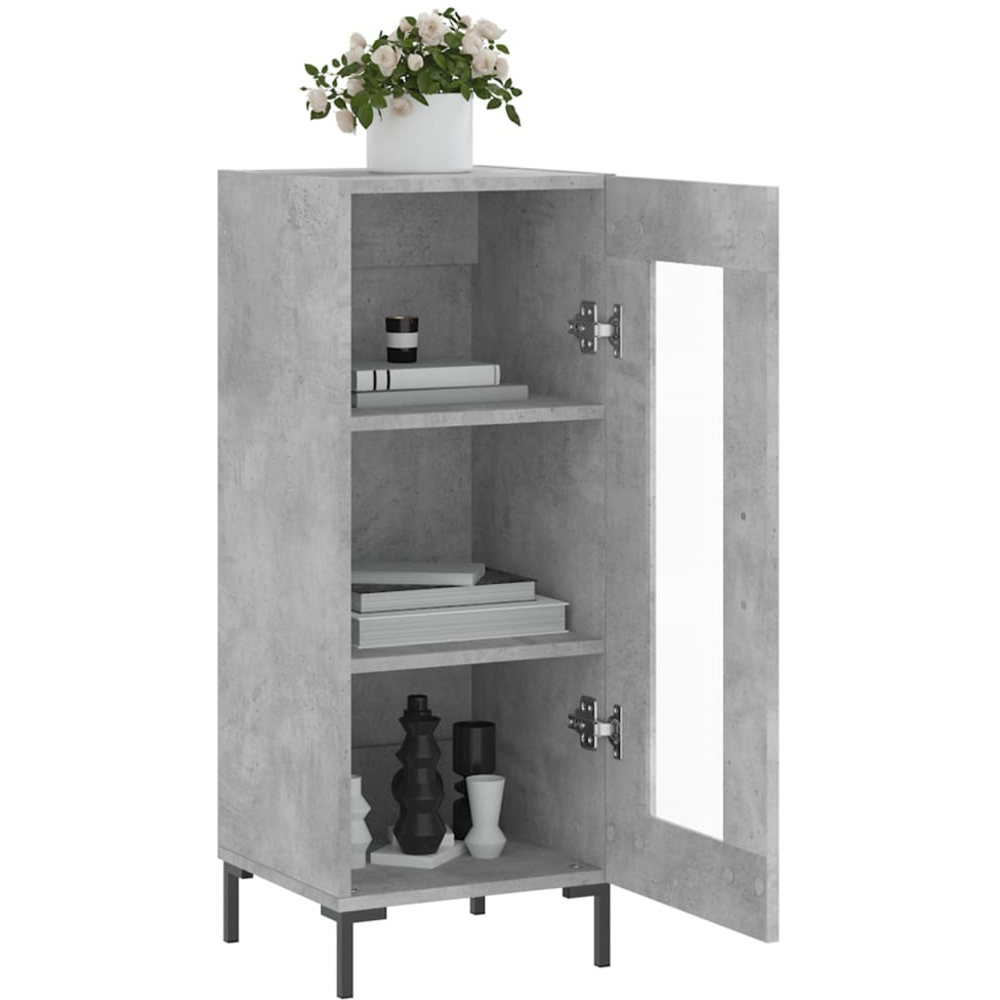 vidaXL Single Door 3 Shelf Concrete Grey Sideboard Image 4