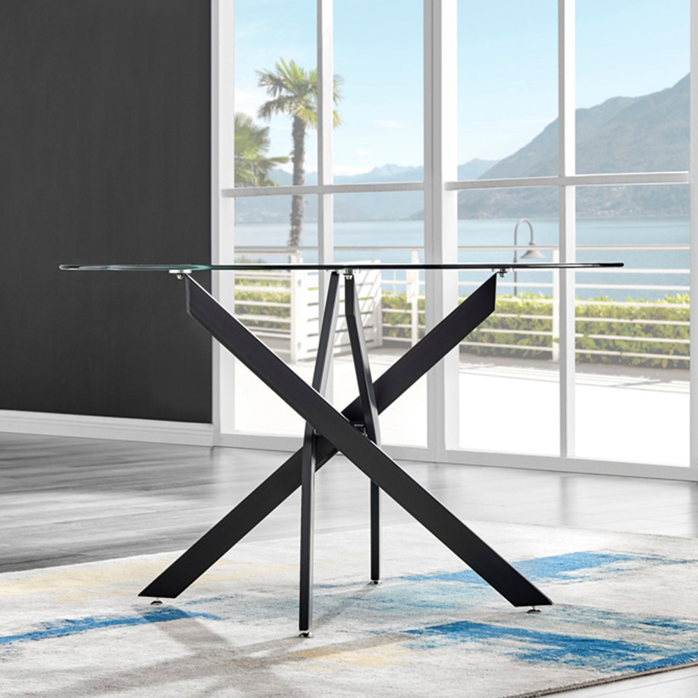 Furniturebox Arona Cesano 6 Seater Round Dining Set Blue and Black Image 2