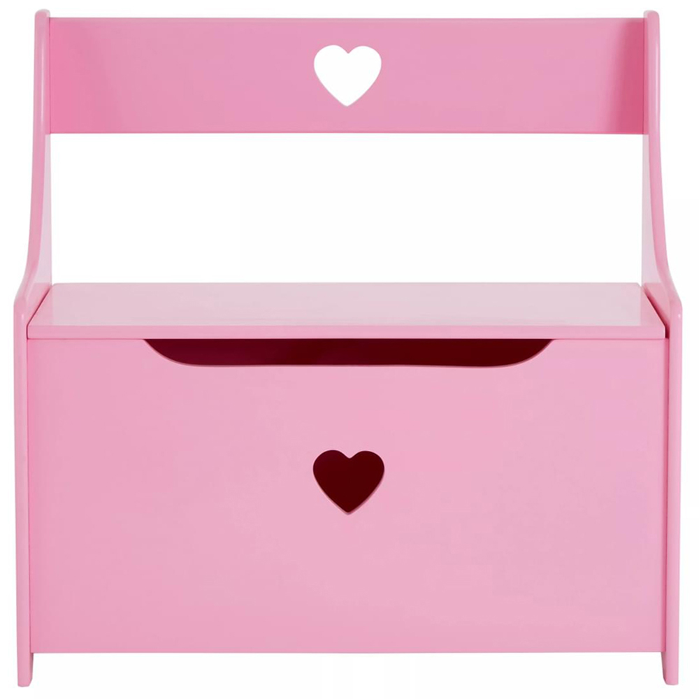 Premier Housewares Kids Pink Heart Storage Box and Seat Image 2