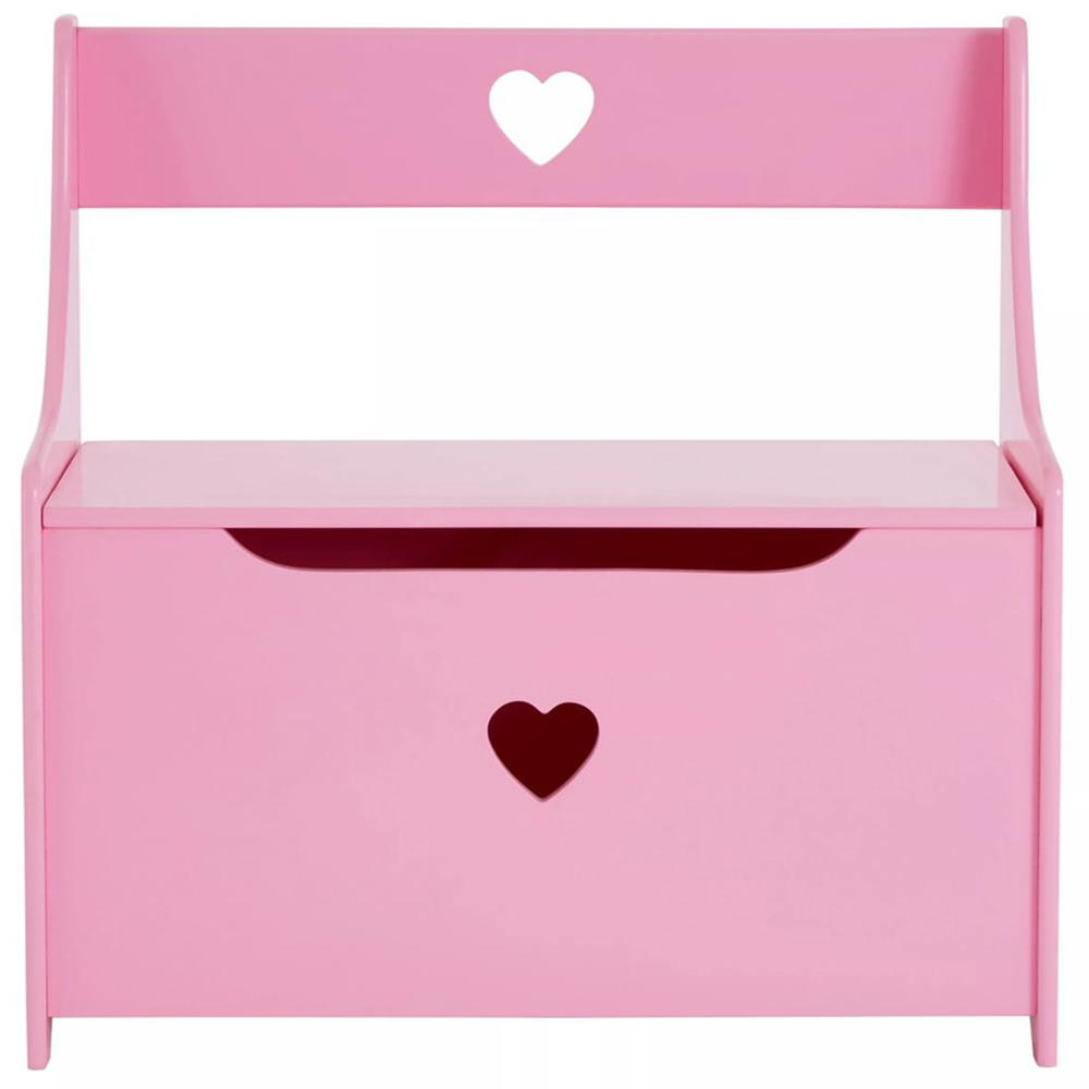Premier Housewares Kids Pink Heart Storage Box and Seat Image 2