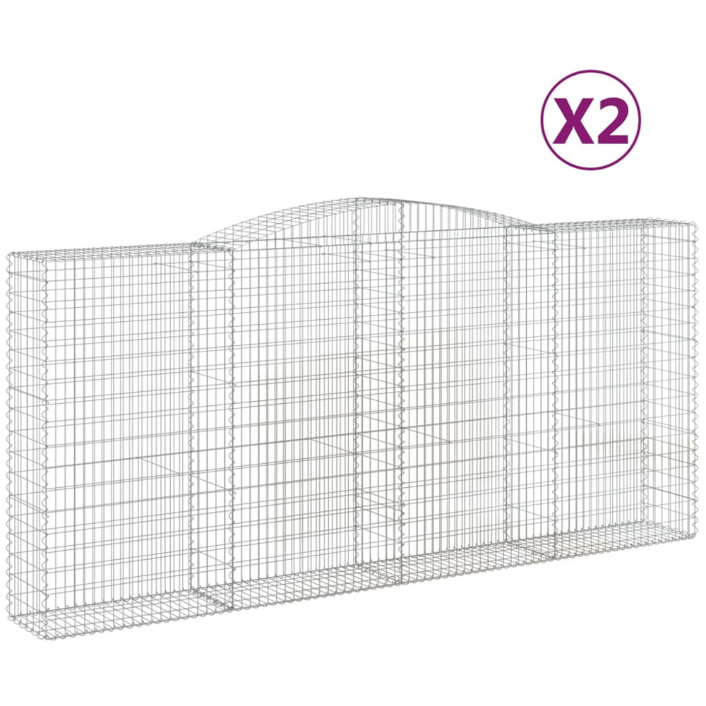 vidaXL Silver Galvanised Iron Arched Gabion Basket 400 x 50 x 180/200cm 2 Pack Image 2