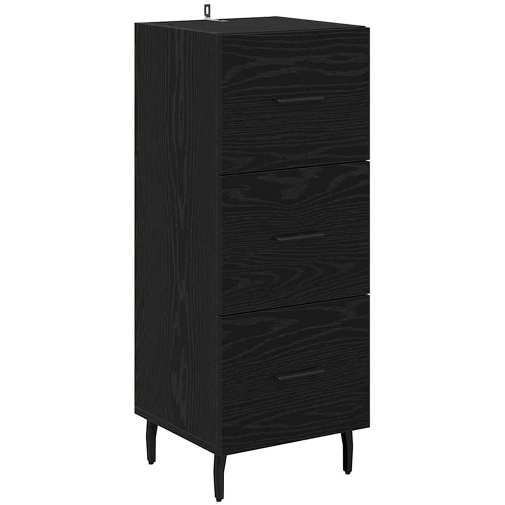 vidaXL Single Glass Door 3 Drawer Black Oak Sideboard Image 8