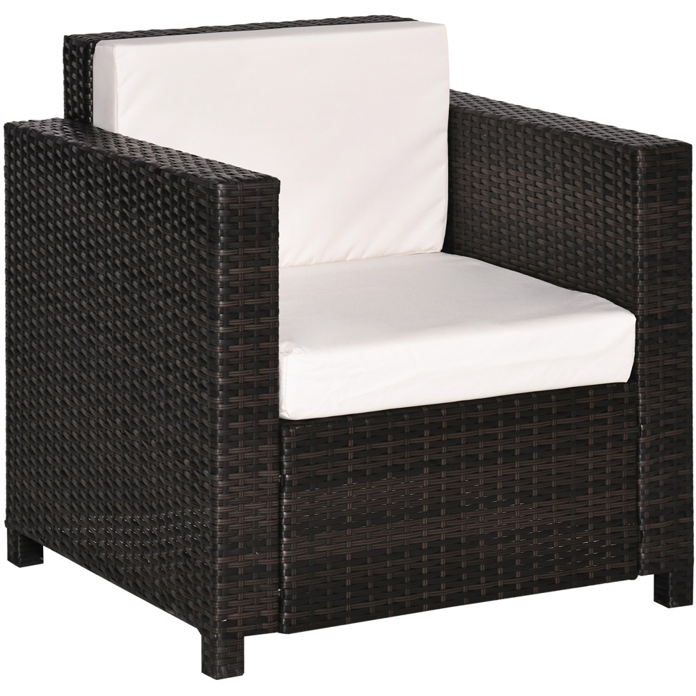 Outsunny Brown Rattan Armchair with Cushion Image 2