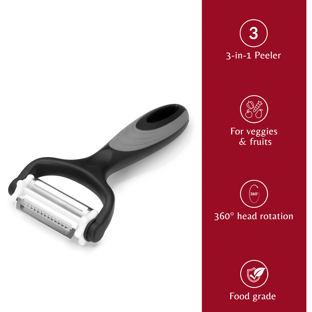 Innoteck Essentials 3-in-1 Black and Grey Stainless Steel Peeler Image 7