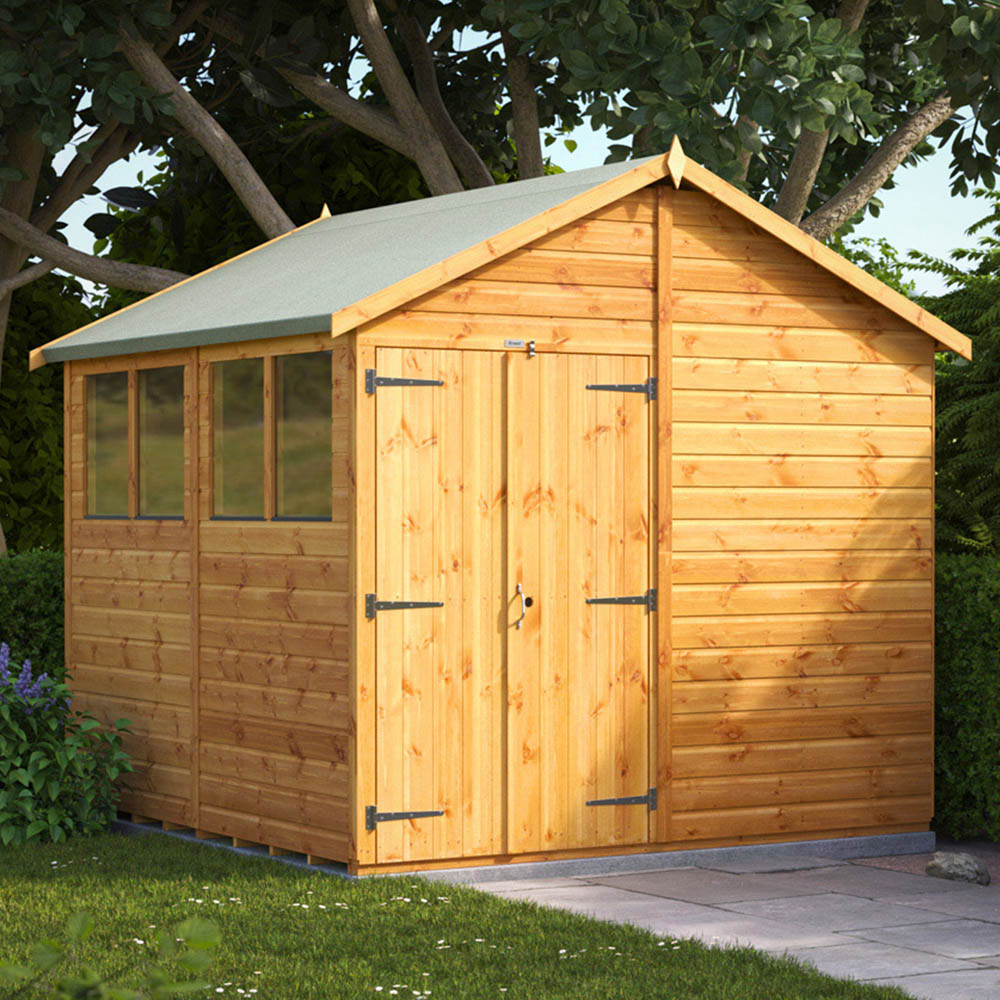 Power Sheds 8 x 8ft Double Door Apex Wooden Shed with Window Image 2