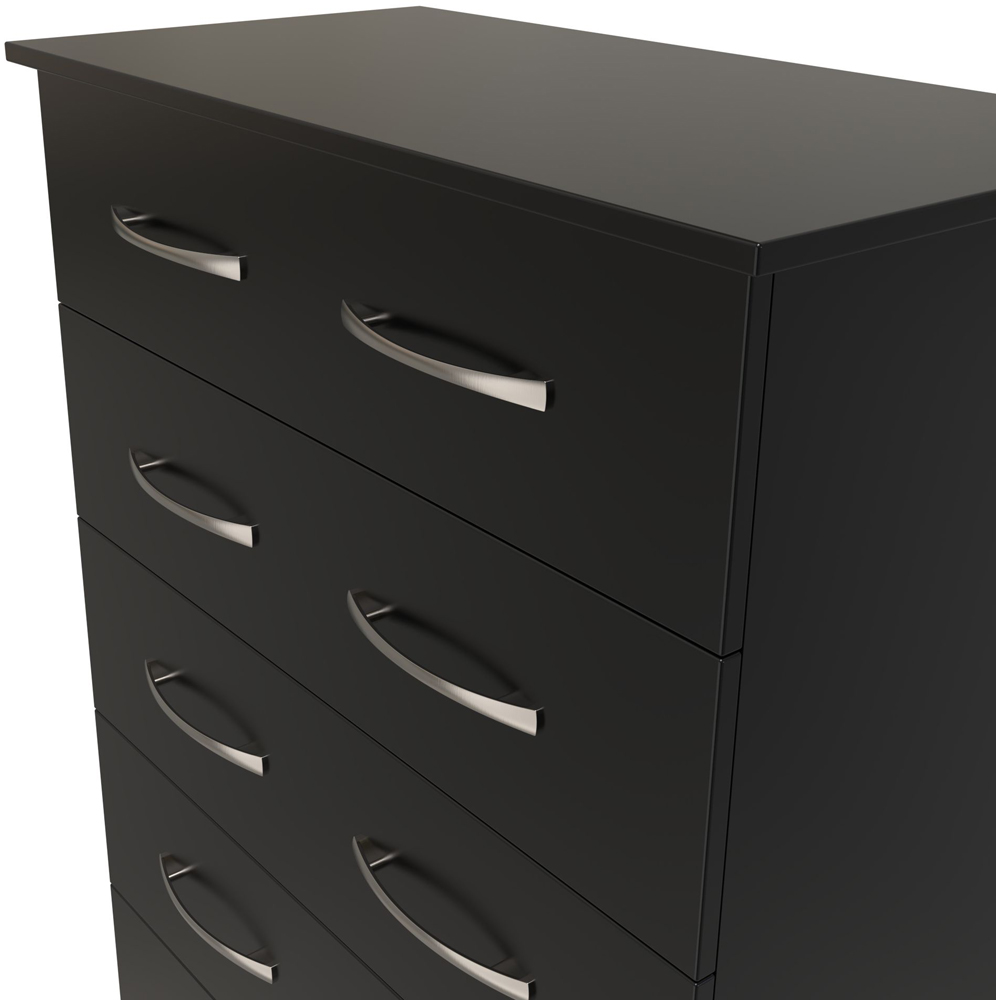 Crowndale Avon 5 Drawer Matt Black Chest of Drawers Ready Assembled Image 5