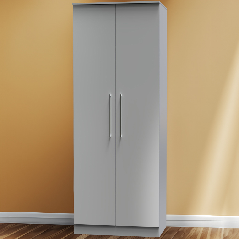 Crowndale Worcester 2 Door Uniform Grey and Dusk Grey Wardrobe Ready Assembled Image 1