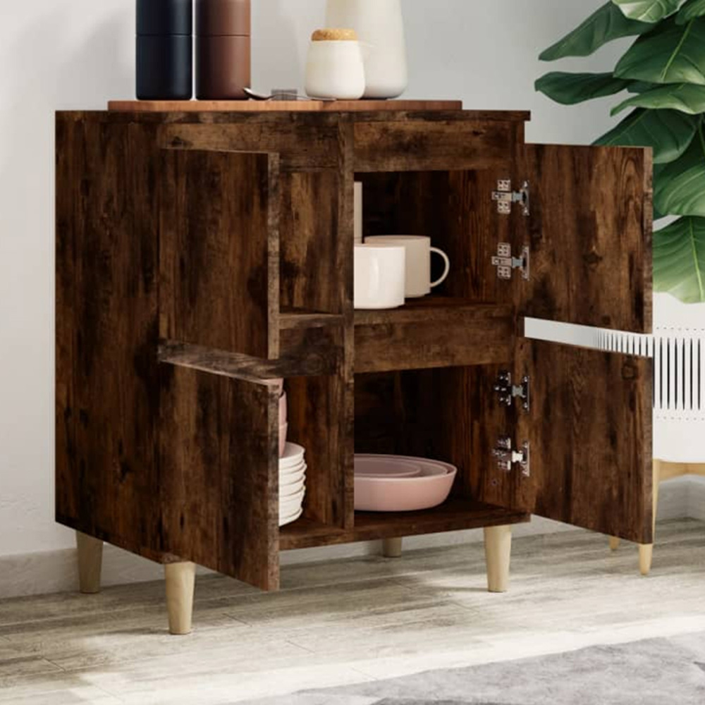 vidaXL 4 Door Smoked Oak Sideboard Image 1