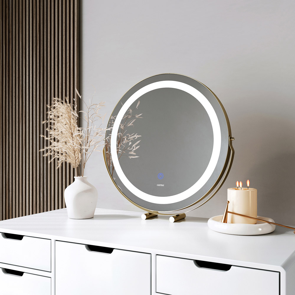 CARME Home Zara 3 Colour LED Gold Touch Sensor Light Mirror Image 3