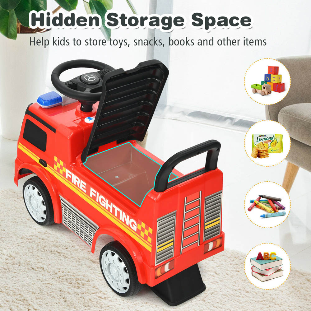 Costway Kids Red Licensed Mercedes Benz Firefighter Ride On Push Car Image 5