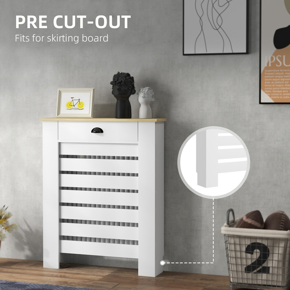 HOMCOM Single Drawer White Horizontal Slat Radiator Cover 955 x 780mm Image 8