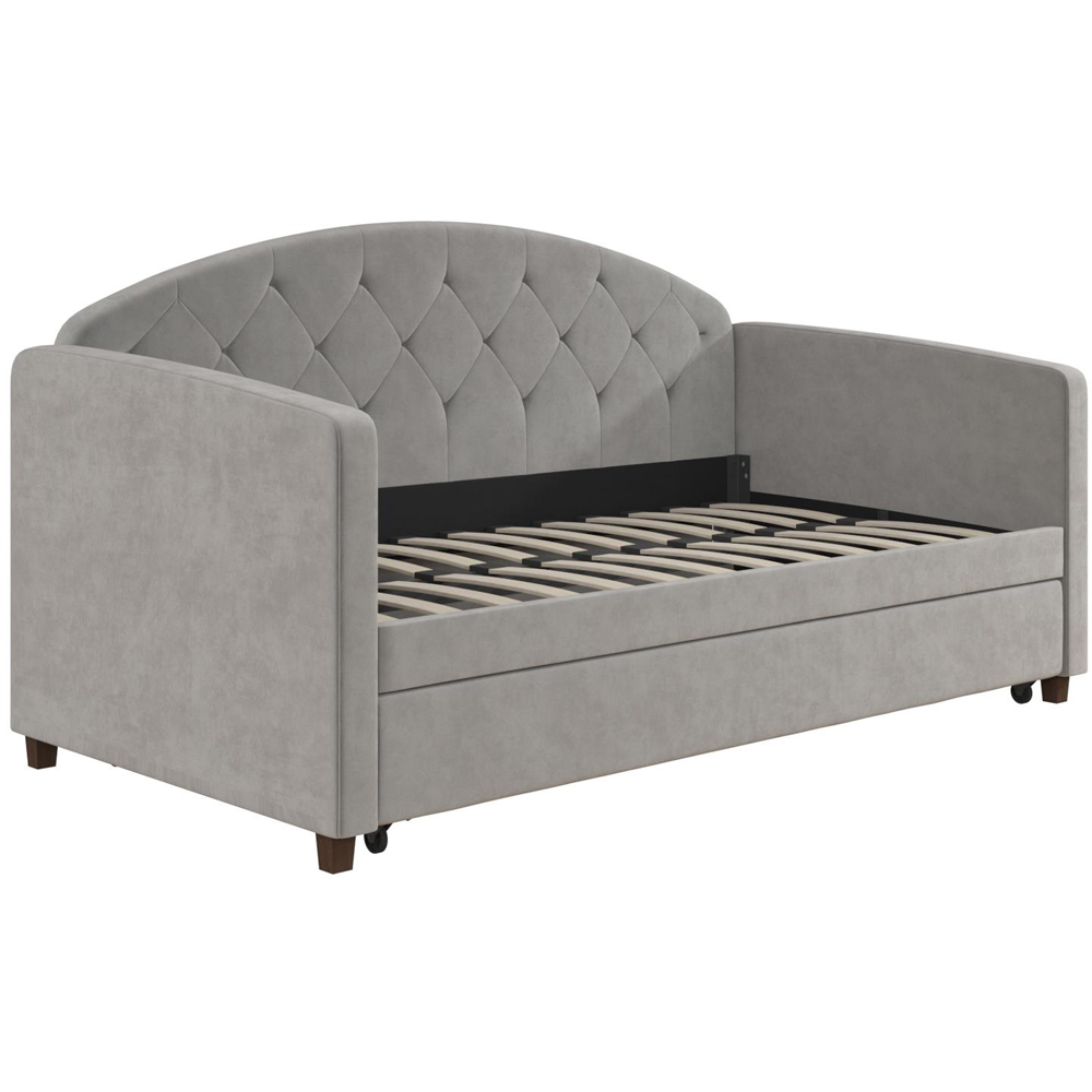 Dorel Aspen Light Grey Velvet Daybed with Trundle Image 2