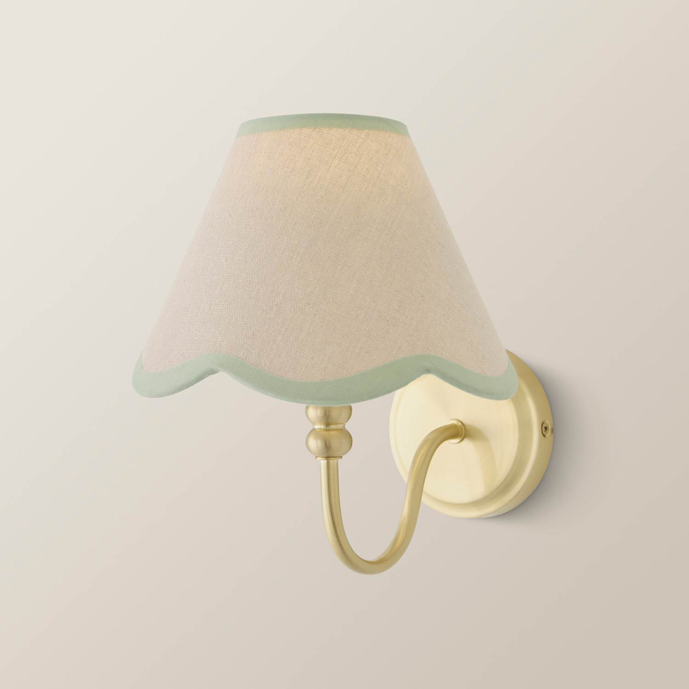 ValueLights Binky Green Trim Scallop Shade Gold Rechargeable Wall Light with Bulb 2 Pack Image 5