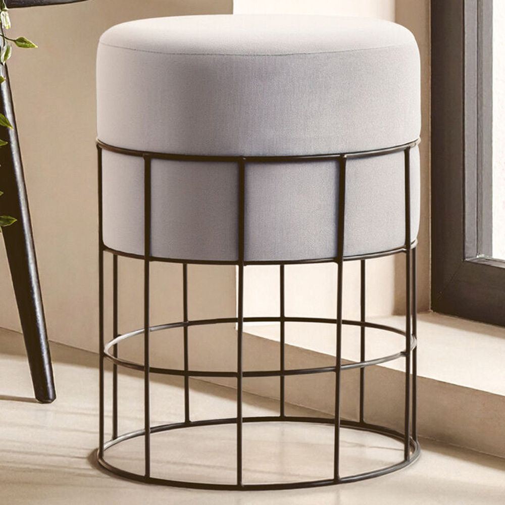 Premier Housewares Hayes Cage Frame Velvet Stool Image 1
