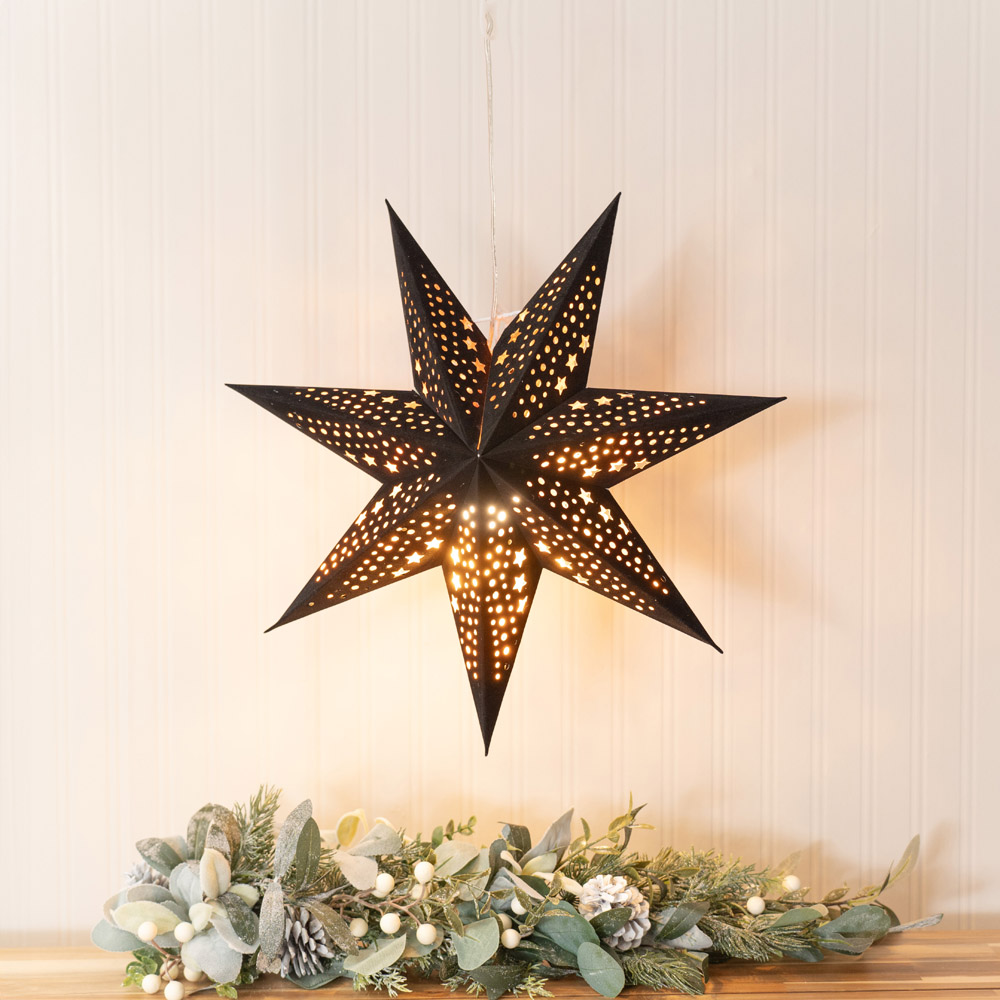 ValueLights Black Velvet Pin Up Plug In Paper Star Light 45cm Image 7