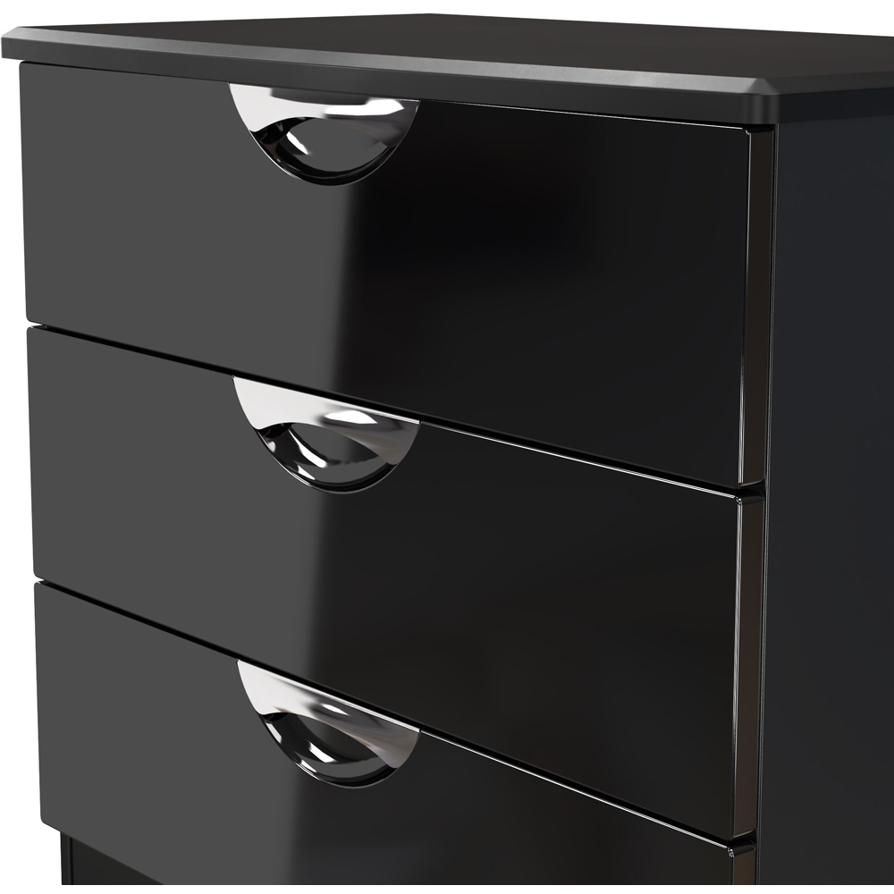 Crowndale Camden 3 Drawer Black Gloss and Black Chest of Drawers Ready Assembled Image 5