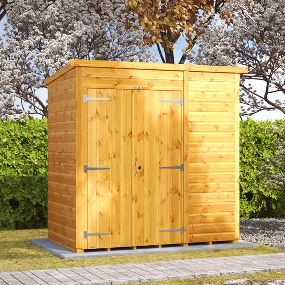 Power Sheds 6 x 4ft Double Door Pent Wooden Shed Image 2