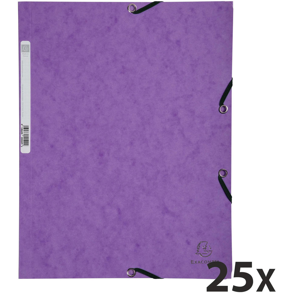 Exacompta A4 400gsm Purple Elasticated 3 Flap Folder 25 Pack Image 6