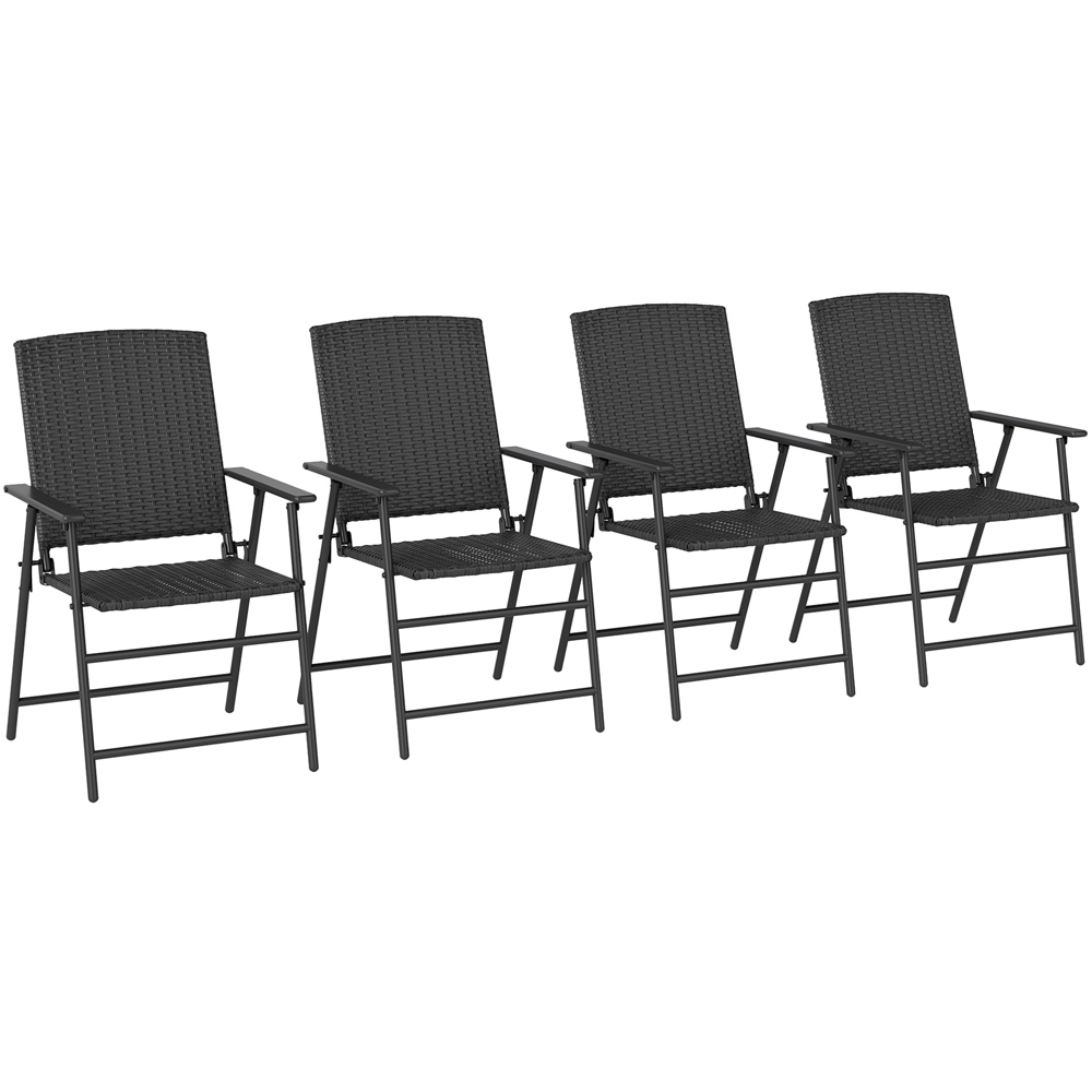 Outsunny 4 Seater Black Foldable Rattan Chair with Armrest Image 2