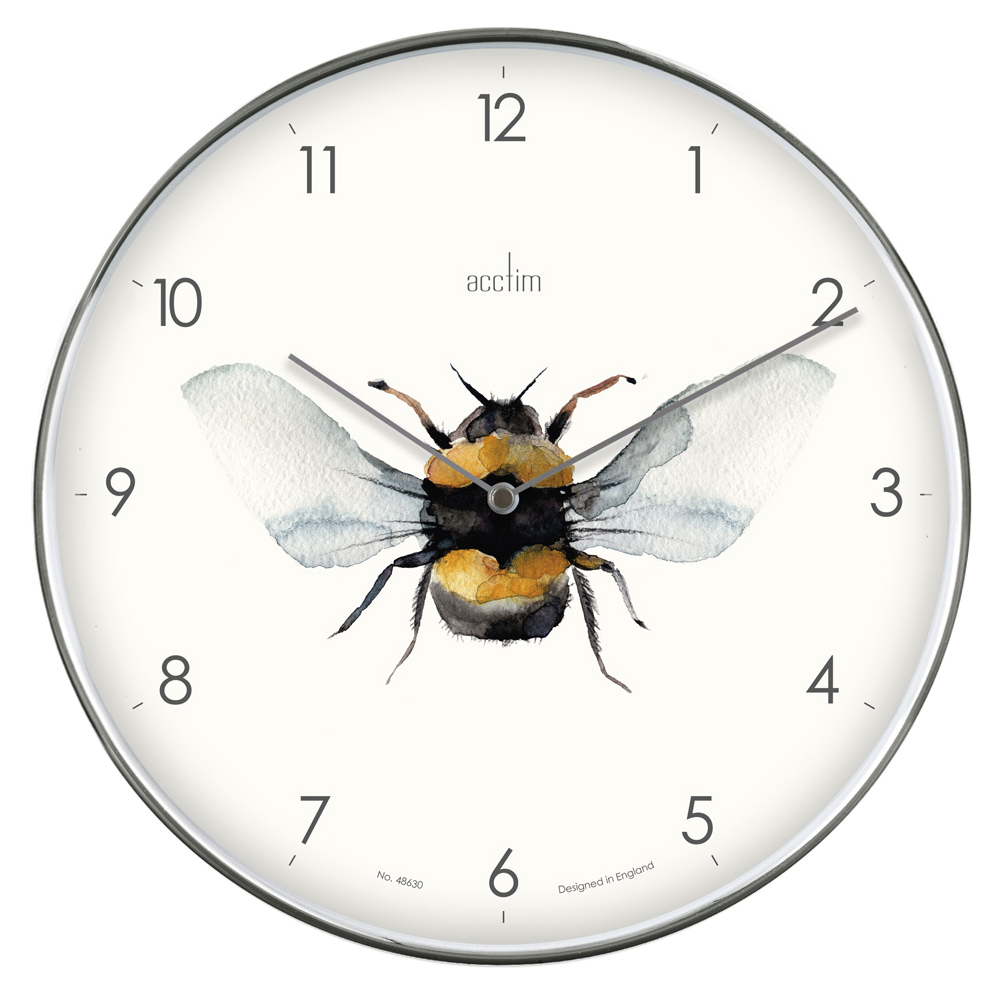 Acctim Chrome Effect Bee Wall Clock 30cm Image 1