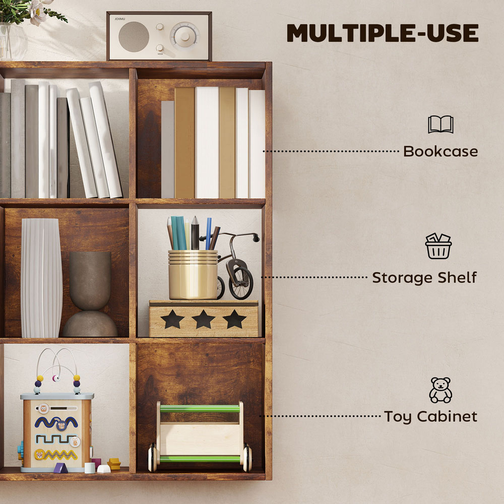 HOMCOM 9 Cube Rustic Brown Storage Cupboard Image 6
