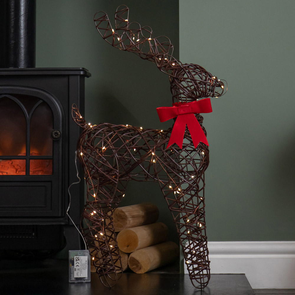Samuel Alexander Warm White LED Light Up Standing Reindeer with Red Bow Christmas Decoration 60cm Image 8