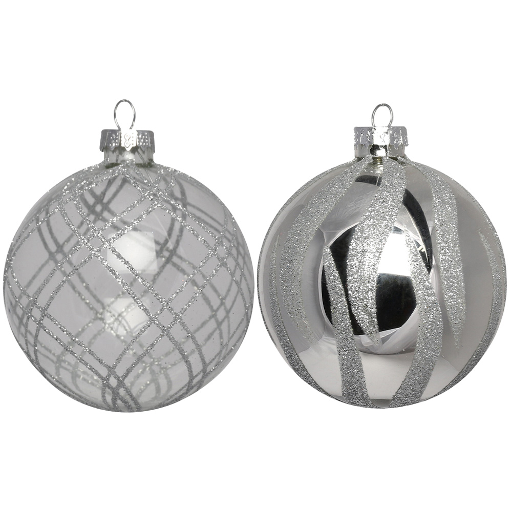 Single Midnight Fantasy Silver Curve Pattern Bauble in Assorted styles Image 1