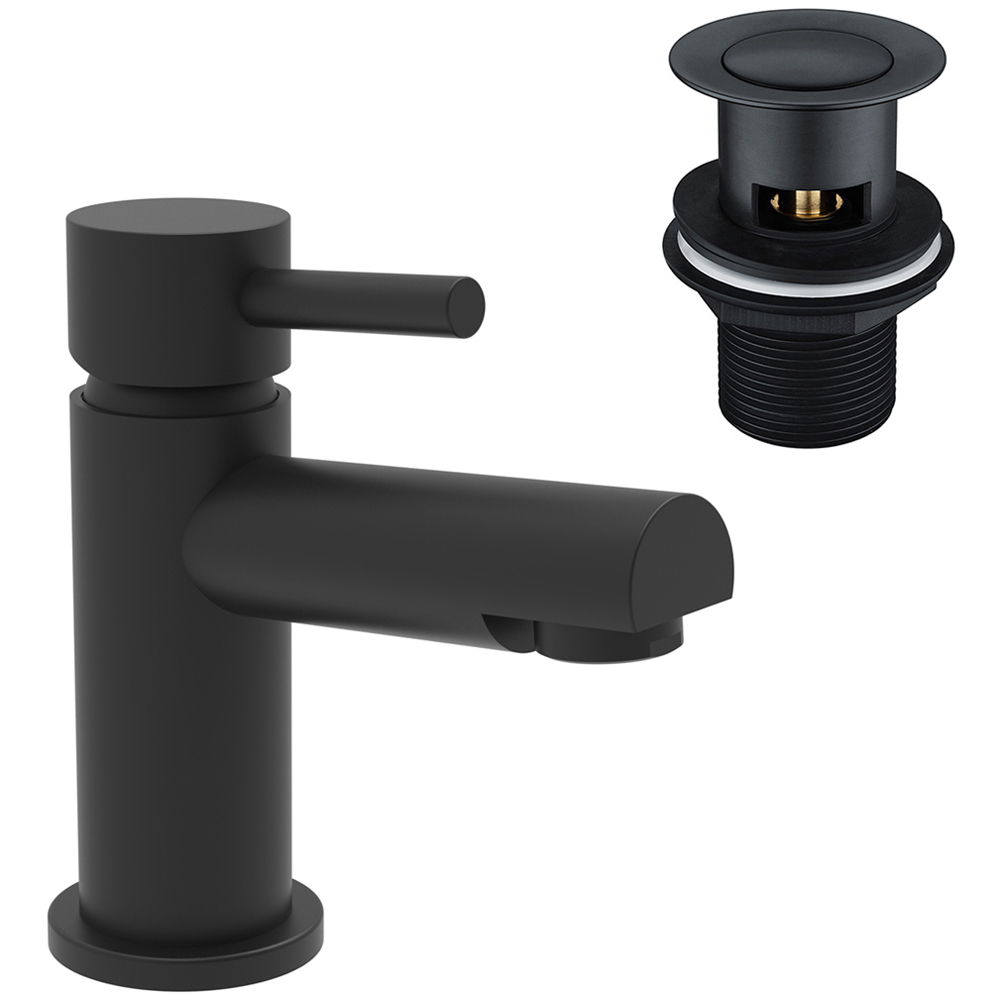 Nes Home Blossom Matte Black Basin Mono Mixer Tap with Waste Image 1