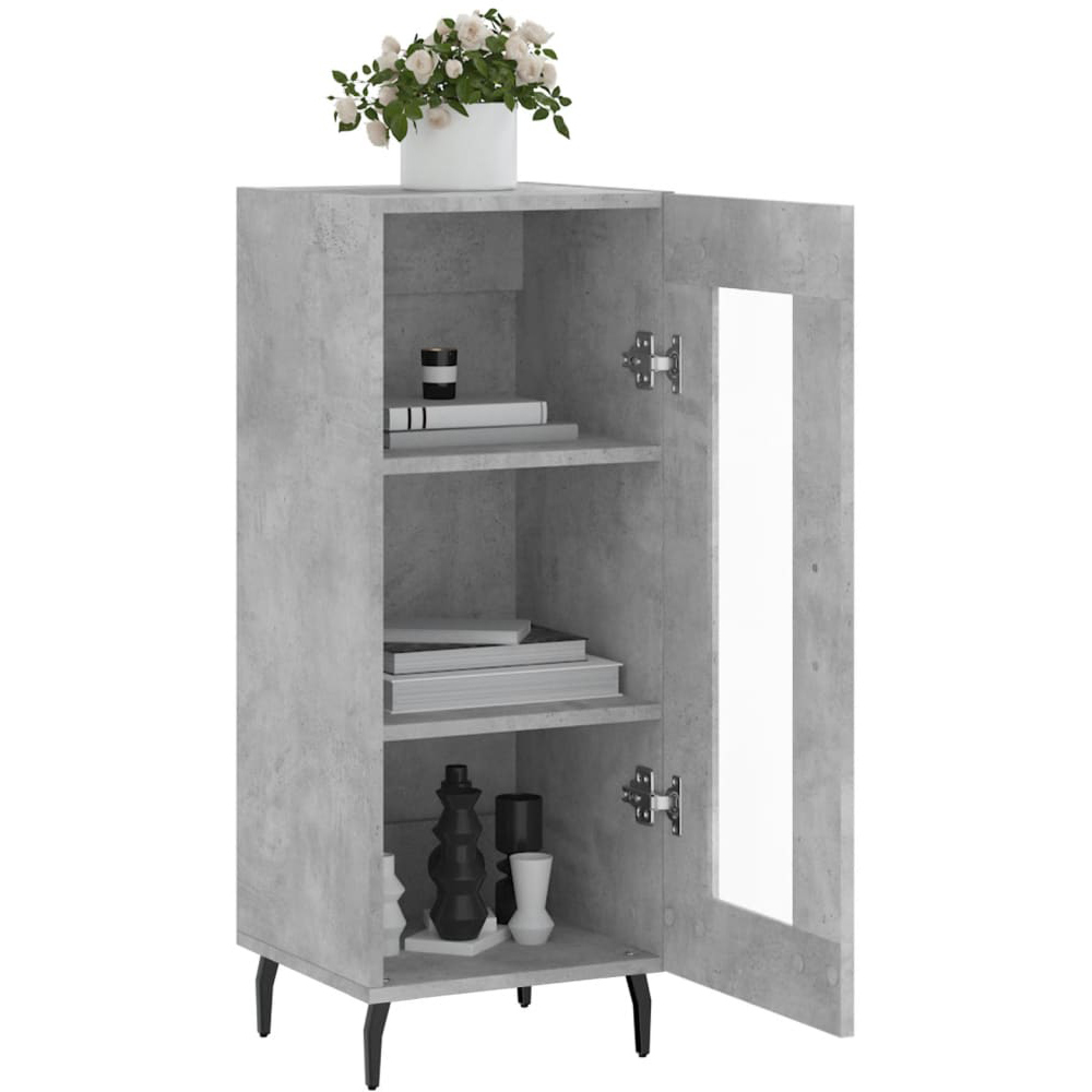 vidaXL Single Glass Door Concrete Grey Wooden Sideboard Image 8