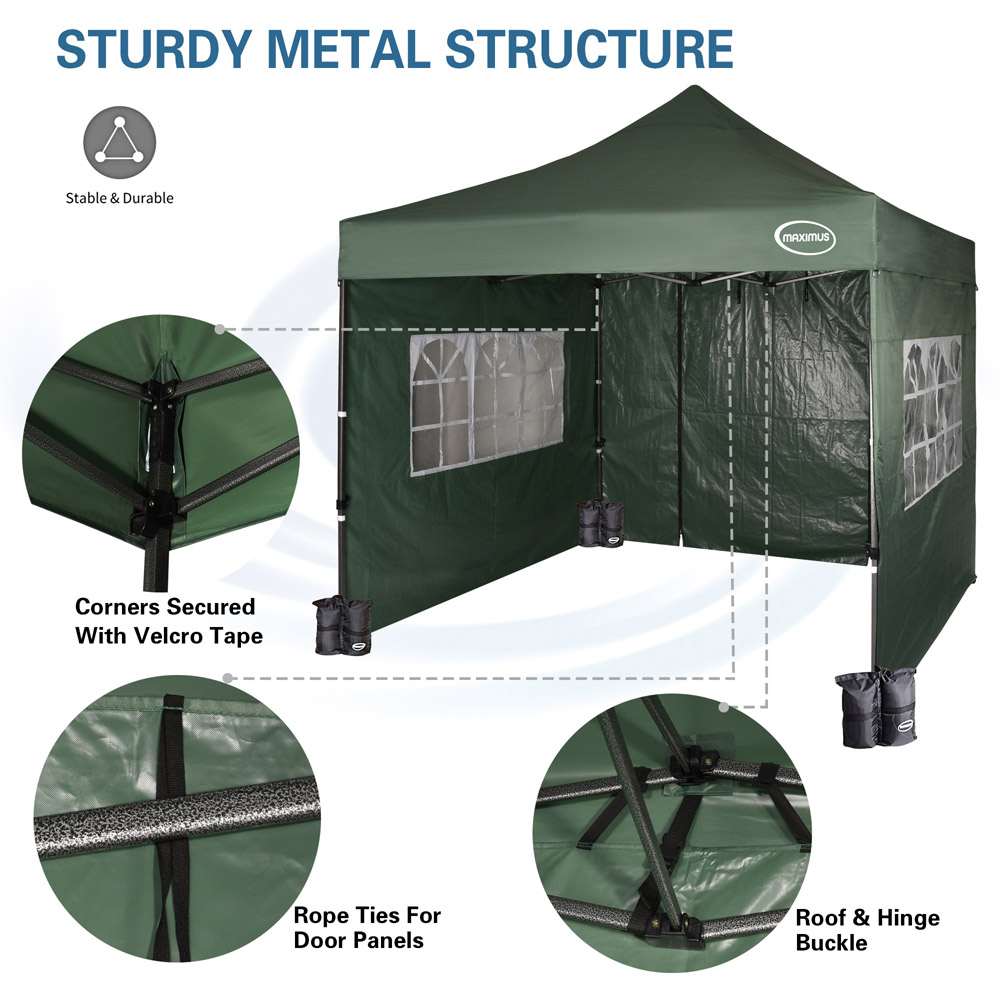 Maximus Green Pop Up Outdoor Gazebo with Removable Sides 3 x 3m Image 6