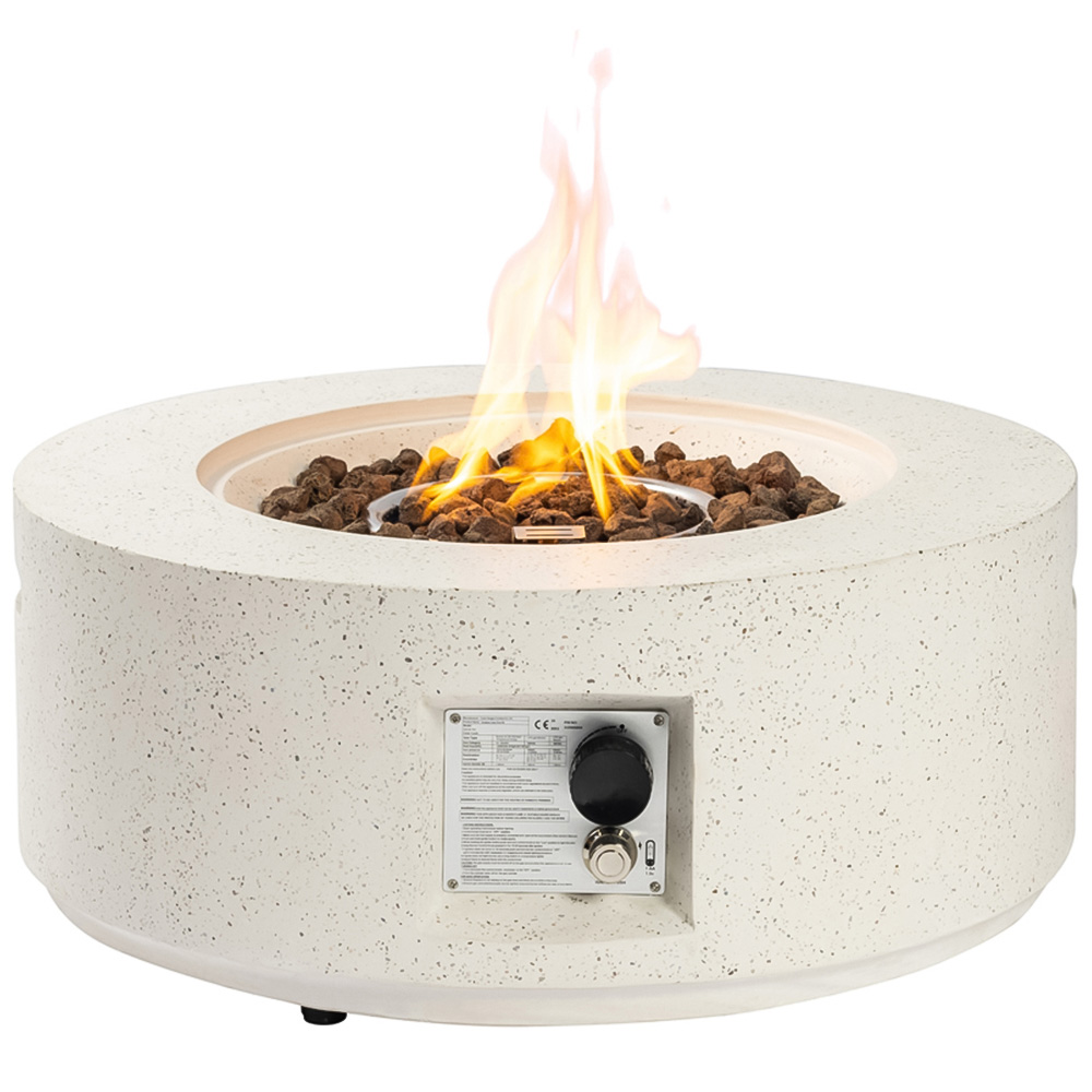 Teamson Home Ivory Round Terrazzo Outdoor Gas Fire Pit 71cm Image 4