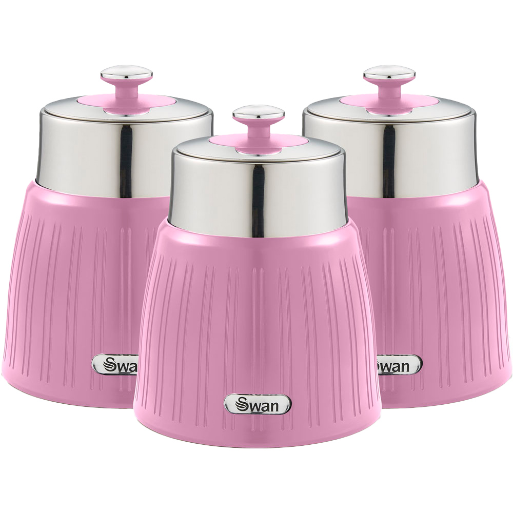 Swan Retro Pink Canisters Set 3 Piece Image 1
