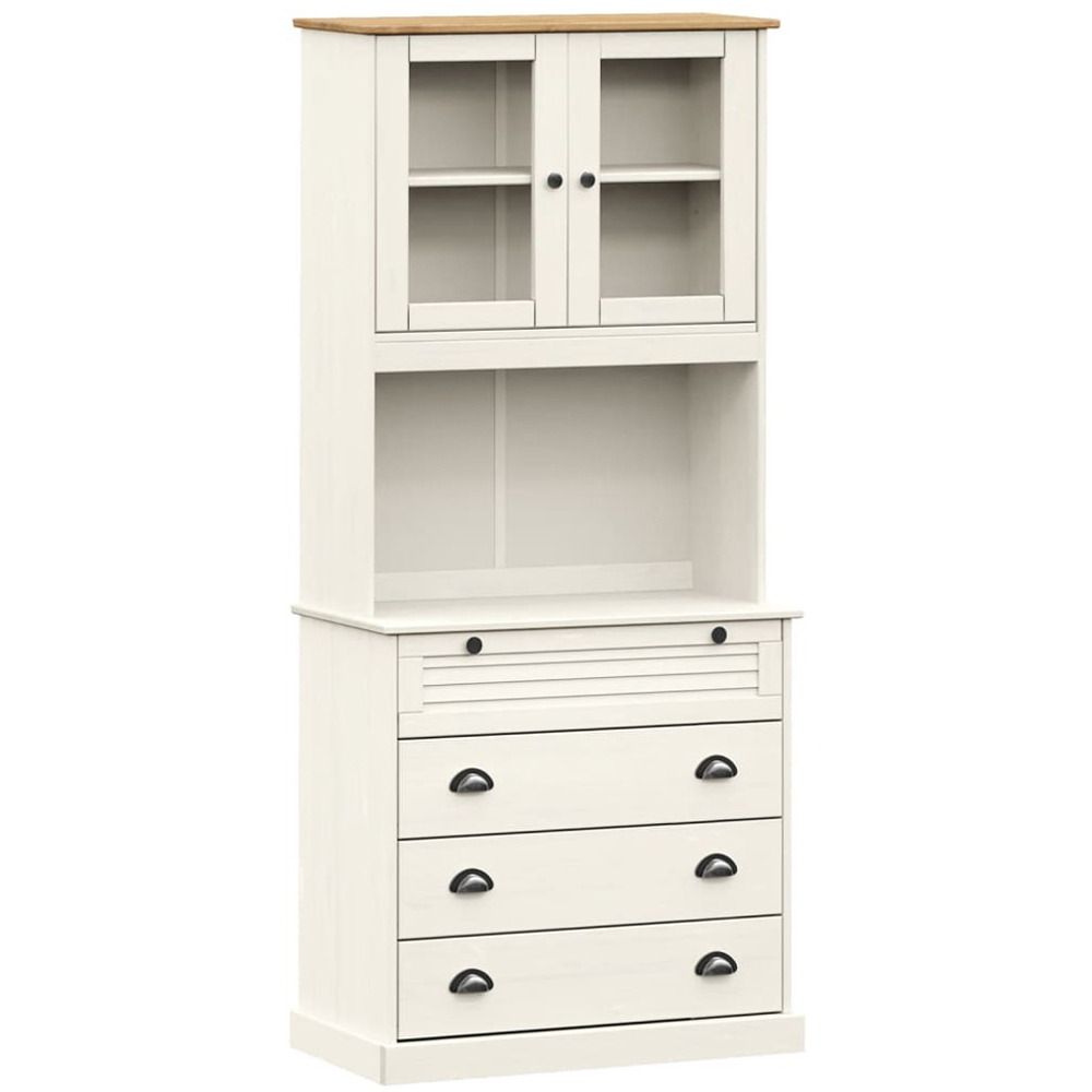 vidaXL Vigo 2 Glass Door 4 Drawer White Highboard Image 2