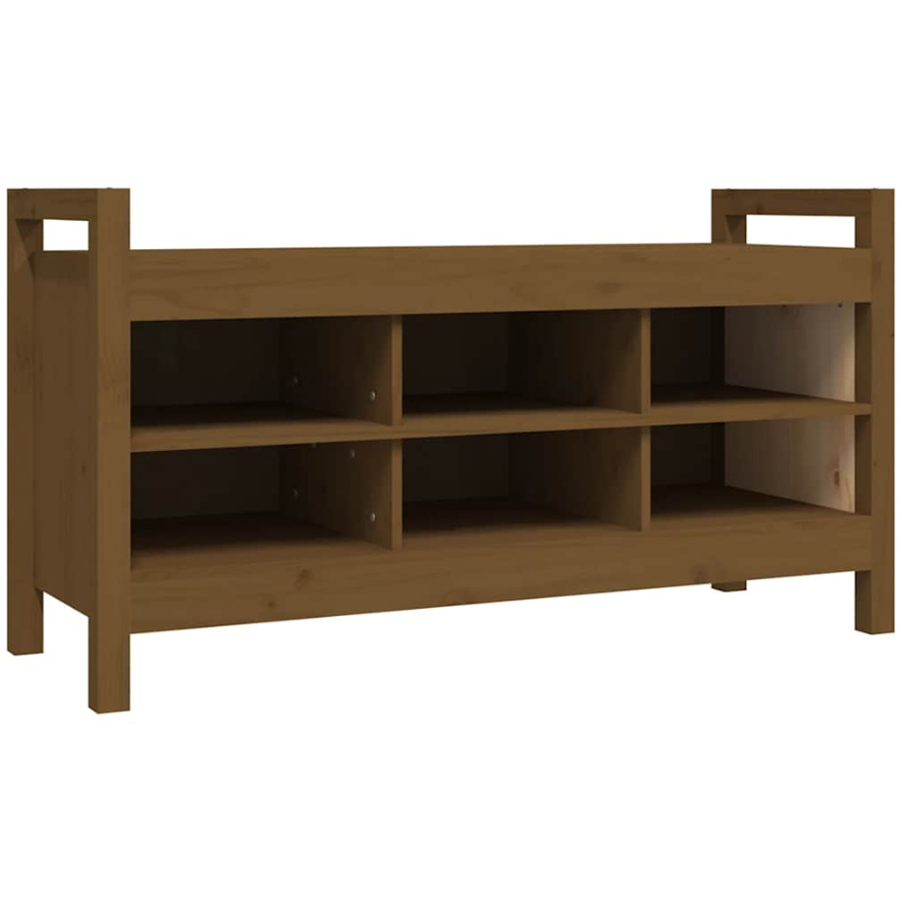 vidaXL 6 Shelf Brown Wooden Hallway Bench Image 2