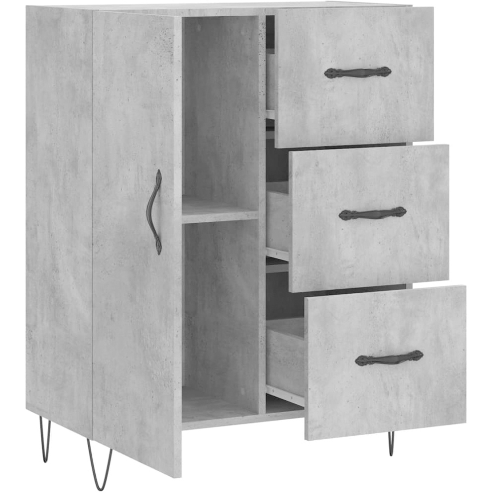 vidaXL Single Door 3 Drawer Concrete Grey Wooden Sideboard Image 6