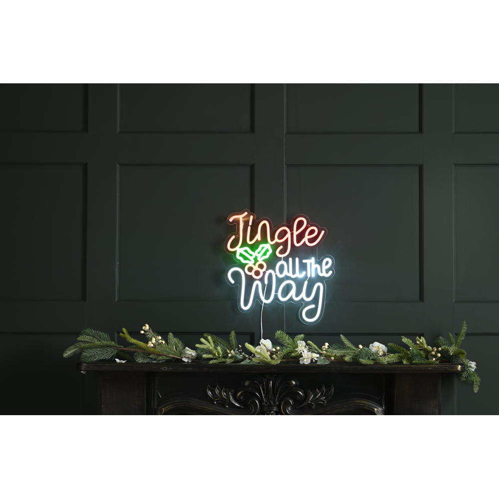 Festive Multicolour LED Neon Jingle All The Way Christmas Decoration 40cm Image 2
