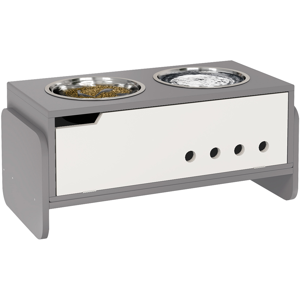 PawHut Height Adjustable Dog Feeding Station with Storage Image 1