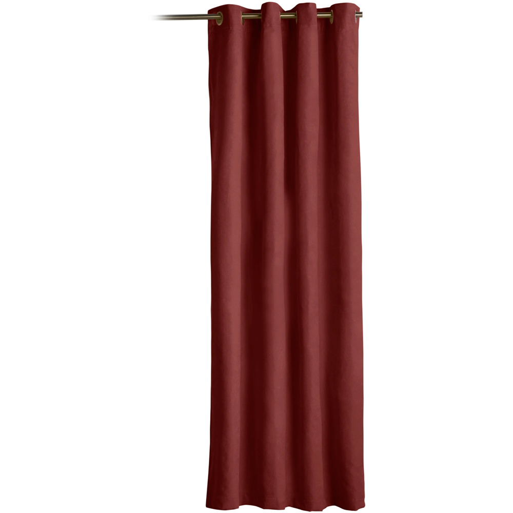 Alan Symonds Red Velvet Chenille Blackout Ring Top Eyelet Curtains 137 x 213cm Image 2