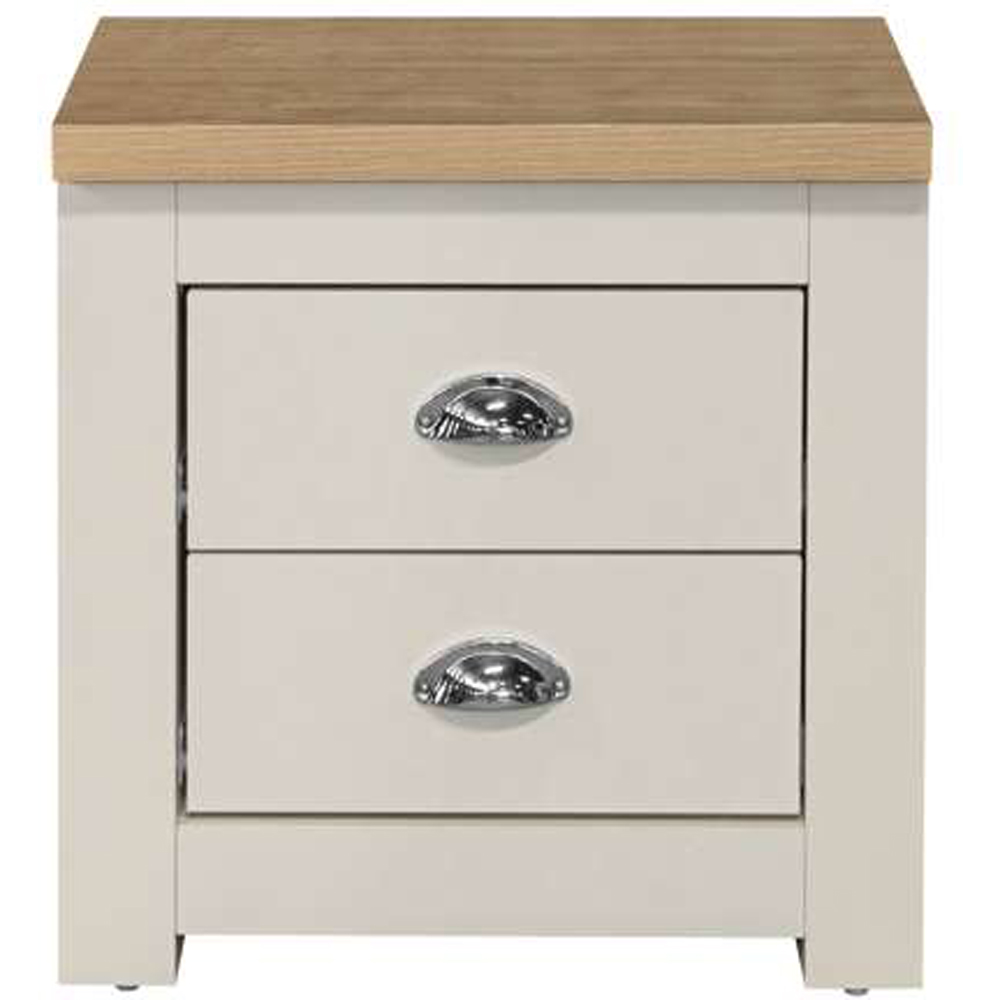 Highgate 2 Drawer Cream and Oak Bedside Table Image 3